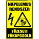 Napelemes rendszer-Tűzeseti főkapcsoló matrica 11,5 x 16,5 cm